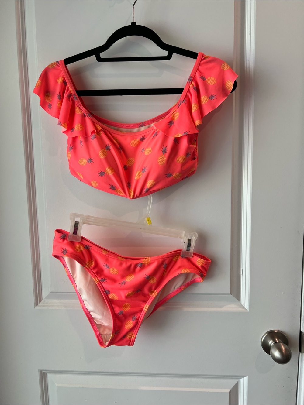 Vince Camuto Neon Coral Pineapple Print Two-Piece Bikini. Medium